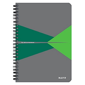 Leitz Office collegeblok, A5-formaat, 90 geruite vellen, 360° openend, spiraalbinding, kartonnen omslag, FSC®-gecertificeerd, groen