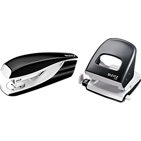 LEITZ® office punch + desktop stapler SET, negro