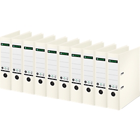 LEITZ® Ordner 1007/1008, DIN A4, Rückenbreite 80 mm, 10 Stück, weiss