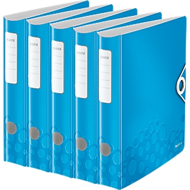 LEITZ® Ordner Active WOW, DIN A4, Rückenbreite 82 mm, 5 Stück, blau