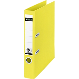 LEITZ® Ordner Recycle, A4, Rückenbreite 50 mm, 180°-Hebelmechanik, Rückenschild & Griffloch, gelb