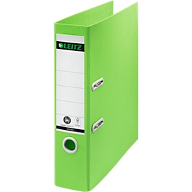 LEITZ® Ordner Recycle, A4, Rückenbreite 50 mm, 180°-Hebelmechanik, Rückenschild & Griffloch, grün