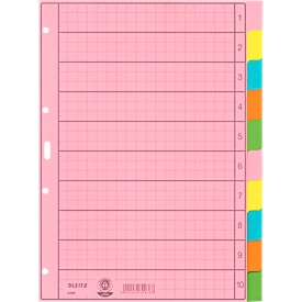 Leitz Papierregister Blanko 4340, DIN A4, 5-farbig, bedruckbares Recyclingpapier
