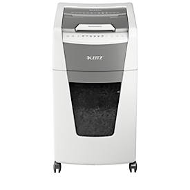 LEITZ papiervernietiger IQ Autofeed Office Pro 600, volautomatisch, 4 x 30 mm snijdkorrel, P-4, 110 l, snijvermogen: 15-600 vel met zwenkwielen, wit