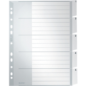 LEITZ plastic tabs with window letters, DIN A4, 5 sheets, No. 1271