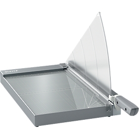Leitz Precision Office Pro A4+ lever cutter, up to A4, up to 25 sheets, illuminated cutting edge, reading ruler, blade guard, stainless steel and glass