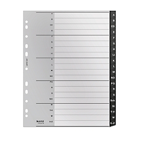 Leitz® Registermappe Recycle, A4, beschreibbar, Universalllochung, zu 100 % recycelbar, Kunststoff, schwarz, Taben A-Z