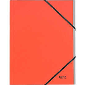 Leitz® Sammelmappe Recycle, A4, 6 Fächer mit Blanko-Taben, Inhaltsverzeichnis, Gummibandverschluss, 100 % recycelbar, Karton, rot