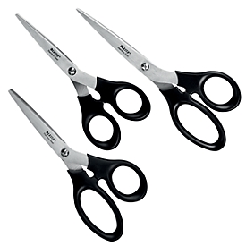 LEITZ® scissors 5423, ergonomic handle, suitable for left/right-handers, L 165 mm, stainless steel/plastic, black