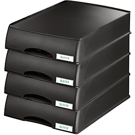 LEITZ® sorteerbak Plus, A4, kunststof, 4 st., zwart