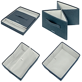 Leitz Stoff-Aufbewahrungsbox mit Deckel, klein, faltbar, 2er-Pack, 190 x 285 x 160 mm, samtgrau