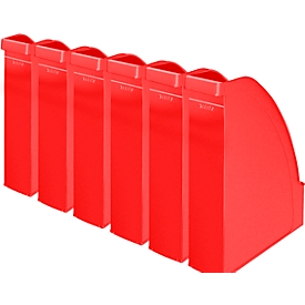 LEITZ® tijdschriftenhouder 2476, rugbreedte 70 mm, polystyreen, 6 stuks, rood