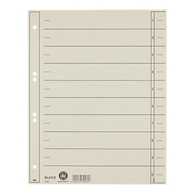 LEITZ® Trennblätter, DIN A4, Zahlen, 100 Stück, grau