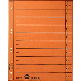 LEITZ® Trennblätter, DIN A4, Zahlen, 100 Stück, orange