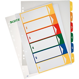LEITZ® Überbreite Kunststoffregister, Zahlen-Register, Zahlen 1-6,  Nr. 1292