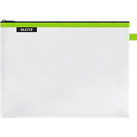 Leitz WOW Traveller Zip-Beutel, wasserabweisend, durchsichtiges Material, Grösse L, grün