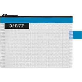 LEITZ WOW Traveller zip pouch, water repellent, see-through material, size S, blue