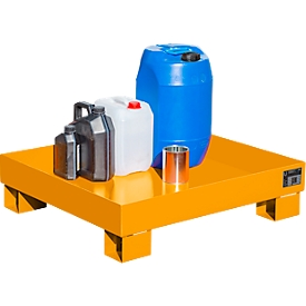 Lekbak AW60-2 - 68 liters - L 900 x B 800 x H 220 mm - zonder rooster - oranje RAL 2000