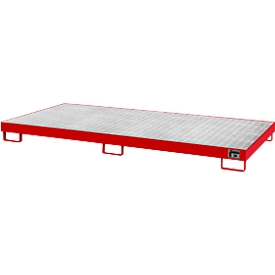 Lekbak AW8 - staal - 240 liter - 8 vaten van 200 liter - L 2650 x B 1300 x H 210 mm - rood RAL3000