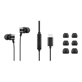 Lenovo Go - Ohrhörer mit Mikrofon - im Ohr - Schwarz - für ThinkCentre M60q Chromebox; M70s Gen 3; M70t Gen 3; ThinkPad E14 Gen 3; P15v Gen 3