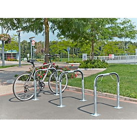 Leunbeugel, 2-zijdig, B 750 x D 50 x H 750 mm, met rubber beklede beugels, gegalvaniseerd, voor deuvels