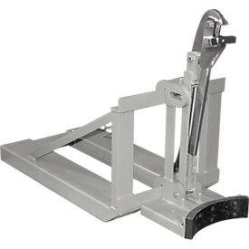 Lève-fûts Bauer RS-I/91, pour chariot élévateur, 1 fût de 200/220 l, L 1295 x l 585 x H 925 mm, jusqu'à 800 kg, acier, gris souris