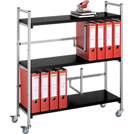 Lever arch file trolley, 3 shelves black