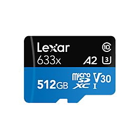 Lexar 633x - 512 Go - MicroSDXC - Classe 10 - UHS-I - 100 Mo/s - 70 Mo/s