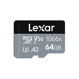 Lexar Professional 1066x microSDXC UHS-I Cards SILVER Series - 64 Go - MicroSDXC - Classe 10 - UHS-I - 160 Mo/s - 70 Mo/s
