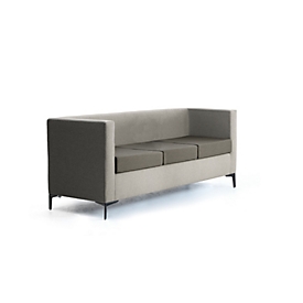 Leyform driezitsbank, B 1730 x D 600 x H 730 mm, tweekleurige stoffen bekleding en meerlaags hout, donkergrijsbruin/lichtgrijsbruin