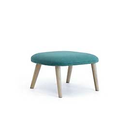Leyform Fußhocker Alise, B 415 x T 560 x H 415 mm, Wollmischgewebe/Holz, dunkelpetrol/Esche Natur