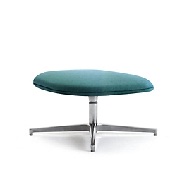 Leyform Fußhocker Alise, drehbar, B 740 x T 740 x H 380 mm, Wollmischgewebe/Aluminium, dunkelpetrol/chromsilber