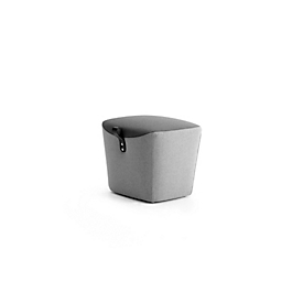 Leyform Hocker, schwarzer Ledergriff, Sitzmasse B 520 x T 440 x H 440 mm, 2-farbiger Stoffbezug und Mehrschichtholz, dunkelgrau/hellgrau
