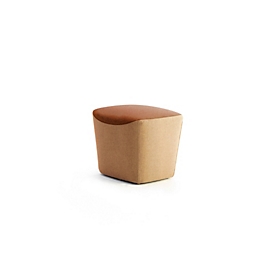 Leyform Hocker, Sitzmasse B 520 x T 440 x H 440 mm, 2-farbiger Stoffbezug und Mehrschichtholz, dunkelorange/hellorange