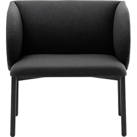 Leyform LIV Empfangssessel, Stahlrohrgestell, Stoffbezug, B 730 x T 620 x H 740 mm, anthrazit melange
