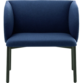 Leyform LIV Empfangssessel, Stahlrohrgestell, Stoffbezug, B 730 x T 620 x H 740 mm, dunkelblau melange