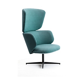 Leyform Loungesessel Alise Hoch, drehbar, B 840 x T 840 x H 1215 mm, Wollmischgewebe/Aluminium, dunkelpetrol/schwarz