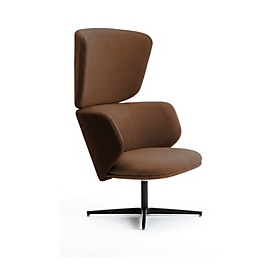 Leyform Loungesessel Alise Hoch, drehbar, B 840 x T 840 x H 1215 mm, Wollmischgewebe/Aluminium, dunkelrost/schwarz