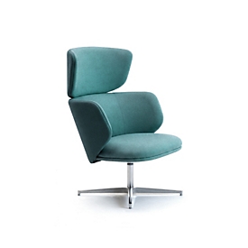 Leyform Loungesessel Alise Mittelhoch, drehbar, B 840 x T 840 x H 1045 mm, Wollmischgewebe/Aluminium, dunkelpetrol/chromsilber