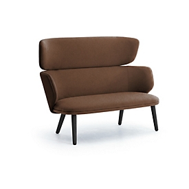 Leyform Loungesofa Alise 2-Sitzer Mittelhoch, B 1410 x T 710 x H 1060 mm, Wollmischgewebe/Holz, dunkelrost/schwarz
