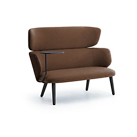 Leyform Loungesofa Alise 2-Sitzer Mittelhoch mit Schreibplatte, B 1410 x T 710 x H 1060 mm, dunkelrost/schwarz
