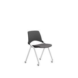 LEYFORM stapelbare stoel KEY OK, klapstoel, 4-Fu, met wielen, zonder armleuningen, lichtgrijs/zwart, set van 4