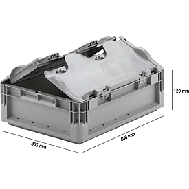 Lichte Eurobox ELB 4120, van PP, inhoud 10,9 l, met deksel, grijs