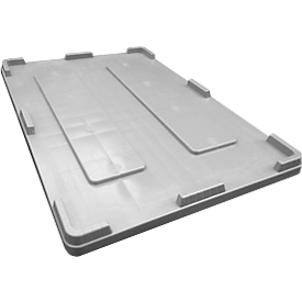 Lid for industrial box with volume 330 l/470 l, L 1200 x W 800 x H 30 mm, polyethylene, gray