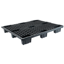 Light pallet FP-LP1208-9L, max. load 1800/800 kg, 9 feet, stackable inside each other, L 1200 x W 800 x H 153 mm, recycled HDPE, 10 pieces