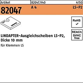 LINDAPTER opvulstuk R 82047 LS-P2, A4 roestvrij staal, Ø 10 mm, dikte 10 mm, 1 stuk