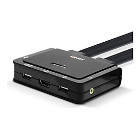 Lindy 2 Port HDMI 18G, USB Type C, USB 2.0 & Audio Cable KVM Switch - KVM-/Audio-Switch - 2 x KVM/Audio - 1 lokaler Benutzer - Desktop
