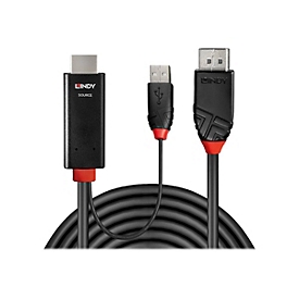 Lindy - Adapterkabel - HDMI, USB (nur Strom) männlich zu DisplayPort männlich - 3 m - abgeschirmt - Schwarz