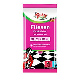 Lingettes humidifiées pour carrelage POLIBOY, formule anti-saleté ne laisse pas de trace, n'irrite pas la peau, PEFC, 15 pièces