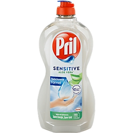 Liquide vaisselle mains Pril Sensitive Aloe Vera, haut pouvoir dégraissant, particulièrement doux pour la peau, 450 ml en bouteille recyclée
